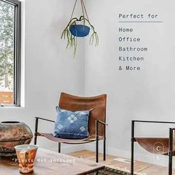 Carlton Lane Bonn - Ceramic Plant Hangers – Hanging Pots for Plants – Large 9.8 x 9.8 x 4.7-Inch Hanging Planters for Indoor and Outdoor Flowers – Anti-Rope Rot Design with Drainage Holes – Blue