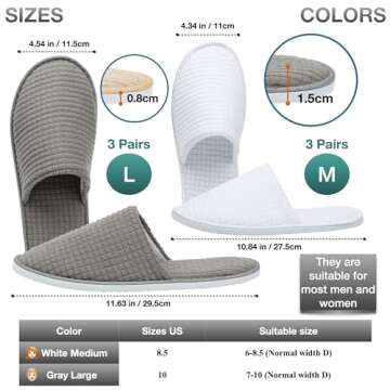 OSTADARRA 6 Pairs Spa Slippers - Reusable Non-Slip Guests Slippers