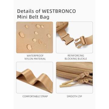 WESTBRONCO Fanny Packs for Women Men, Belt Bag with 4 Zipper Pockets, Fashion Waist Packs, Lightweight Crossbody Bags with Adjustable Strap for Workout/Running/Hiking (Brown)