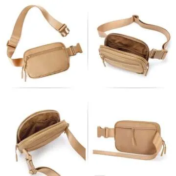 WESTBRONCO Fanny Packs for Women Men, Belt Bag with 4 Zipper Pockets, Fashion Waist Packs, Lightweight Crossbody Bags with Adjustable Strap for Workout/Running/Hiking (Brown)