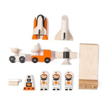 Tender Leaf Toys Cosmic Rocket Set - 11 Pcs Wooden Playset for Kids - Inspiring Imaginative Space Ad...