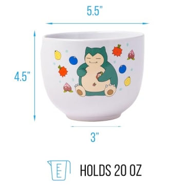 Snorlax Ceramic Ramen Bowl with Chopsticks, 20oz