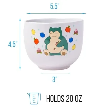 Snorlax Ceramic Ramen Bowl with Chopsticks, 20oz