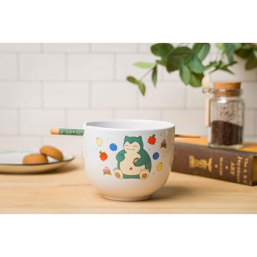 Snorlax Ceramic Ramen Bowl with Chopsticks, 20oz
