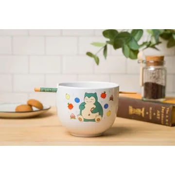 Snorlax Ceramic Ramen Bowl with Chopsticks, 20oz