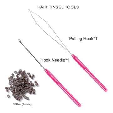 MISSUHUI Hair Tinsel Kit With Tools 48 Inch 1200 Strands Glitter Tinsel Hair Extensions Sparkling Shiny Hair Tinsel Strands Kit Heat Resistant for Women Girls 6Pcs (Silver)