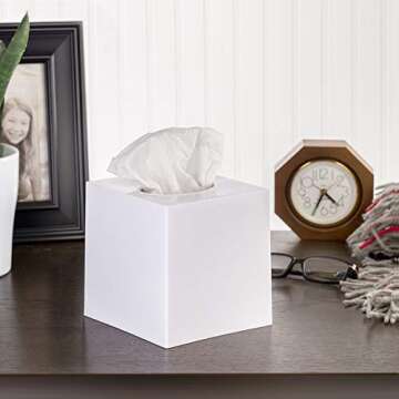 DWËLLZA HOMË Tissue Box Cover Square - Facial Cube Tissue Box Holder Case Dispenser for Bathroom V...
