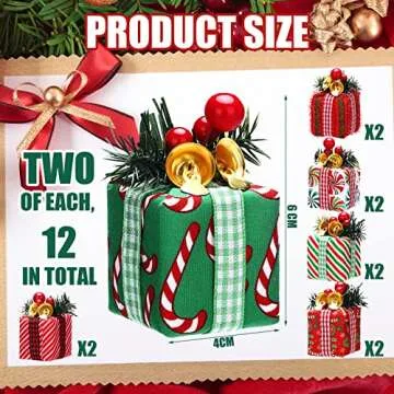 12 Pcs Christmas Tree Mini Gift Boxes Christmas Tree Ornaments Present Decoration Christmas Ornament...