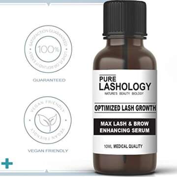 OPTIMIZED Eyelash Stem Cell Growth Serum & Eyebrow Enhancer with Pure Biotin, Castor Oil, Green Tea & Panax Ginseng, Natural DHT Blocker, Thicker, Longer Lash & Brow Hair, 10ML Large