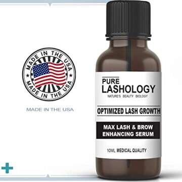 OPTIMIZED Eyelash Stem Cell Growth Serum & Eyebrow Enhancer with Pure Biotin, Castor Oil, Green Tea & Panax Ginseng, Natural DHT Blocker, Thicker, Longer Lash & Brow Hair, 10ML Large