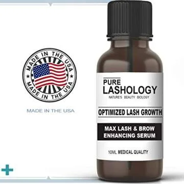 OPTIMIZED Eyelash Stem Cell Growth Serum & Eyebrow Enhancer with Pure Biotin, Castor Oil, Green Tea & Panax Ginseng, Natural DHT Blocker, Thicker, Longer Lash & Brow Hair, 10ML Large
