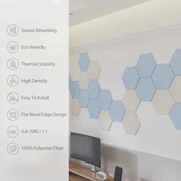 Amantech Acoustic Panels - 12 Pack Hexagonal Sound Proofing