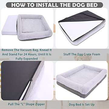 WINDRACING Orthopedic Dog Bed for Medium Dogs, Bolster Sides Dog Sofa Bed with Removable Washable Cover & Non-Skid Bottom, Soft Pet Bed with Egg Foam Dog Couch for Sleeping, 31 x 25 Inch, Gray
