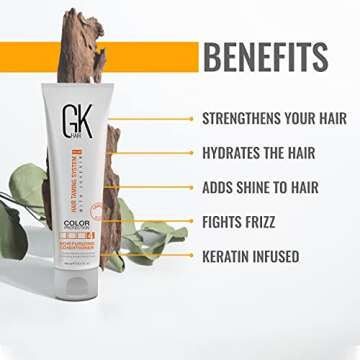 GK HAIR Global Keratin Moisturizing Conditioner (100ml/3.4 Fl Oz) for Hydrating Color Protection Dry Damage Curly Frizzy Color Treated Hair Repair Organic Paraben Sulfate Free All Hair Types