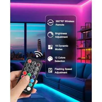 HitLights 32.8ft LED Strip Lights, RGB 5050 Color Changing LED Light Kit Ultra Brighter 300LEDs Flexible Light Strips with RF Remote and UL Power Supply for Home Room Party TV Bedroom