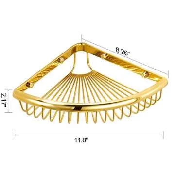 Elegant Brass Shower Corner Shelf Organizer for Bathrooms