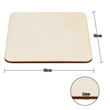 SKPPC 40Pcs Unfinished Laser Engraving Carving Blank Wood Pieces for Painting, Coasters, DIY Arts Cr...