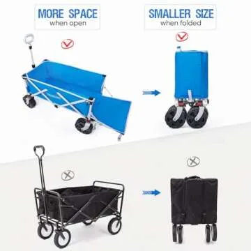 Old Bahama Bay 49 Inch Extended Extra Long Beach Wagon with Big Wheels for Sand, Collapsible Utility Beach Cart Heavy Duty Folding Wagon,Ideal for Outdoor Sand Camping Garden Pet