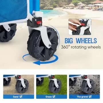 Old Bahama Bay 49 Inch Extended Extra Long Beach Wagon with Big Wheels for Sand, Collapsible Utility Beach Cart Heavy Duty Folding Wagon,Ideal for Outdoor Sand Camping Garden Pet