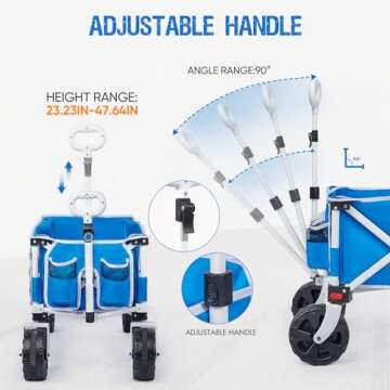 Old Bahama Bay 49 Inch Extended Extra Long Beach Wagon with Big Wheels for Sand, Collapsible Utility Beach Cart Heavy Duty Folding Wagon,Ideal for Outdoor Sand Camping Garden Pet