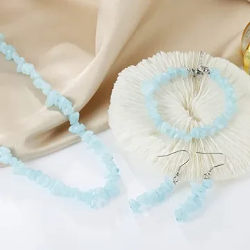 RUOFFETA Turquoise Choker Necklace Natural Crystal Set