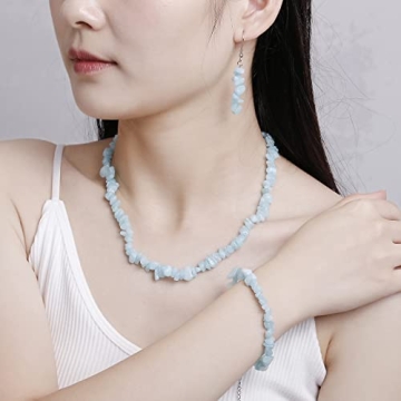 RUOFFETA Turquoise Choker Necklace Natural Crystal Set