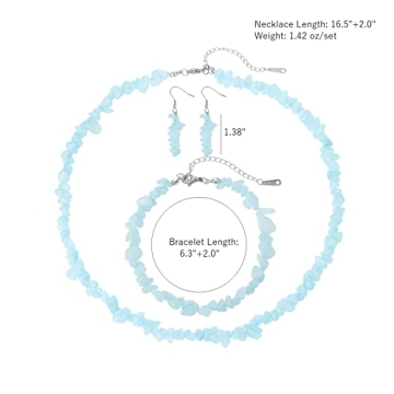 RUOFFETA Turquoise Choker Necklace Natural Crystal Set