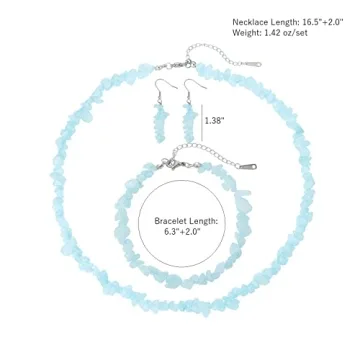 RUOFFETA Turquoise Choker Necklace Natural Crystal Set