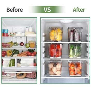 Fridge Organizer with Freshness Timer, Stackable Design, 4Pack