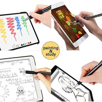 Mixoo Capacitive Stylus Pen,(Disc and Fiber Tip 2-in-1 Series) High Sensitivity and Precision,Stylus for iPad,iPhone and Other Touch Screens Devices, Black