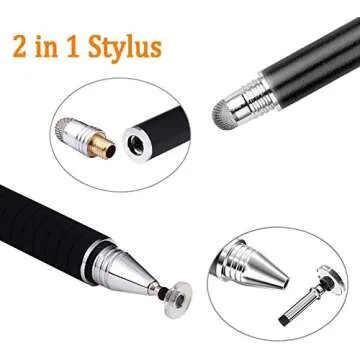 Mixoo Capacitive Stylus Pen,(Disc and Fiber Tip 2-in-1 Series) High Sensitivity and Precision,Stylus for iPad,iPhone and Other Touch Screens Devices, Black
