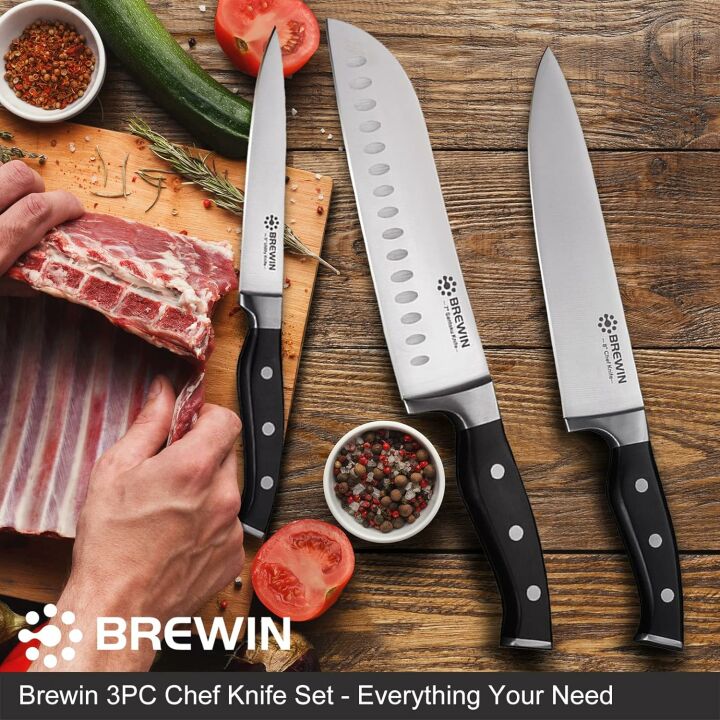 Brewin 3PC Chef Knife Set - High Carbon Steel