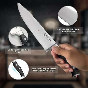Brewin 3PC Chef Knife Set - High Carbon Steel