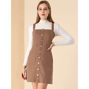 Allegra K Women's Adjustable Strap Denim Overall Dress