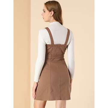 Allegra K Women's Adjustable Strap Denim Overall Dress