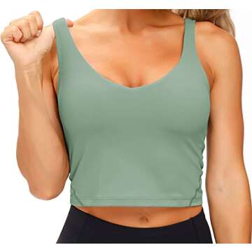 Wjustforu Women's Tank Top Padded Sports Bra Running Workout Yoga Crop Top (Medium, Jasmine Green)