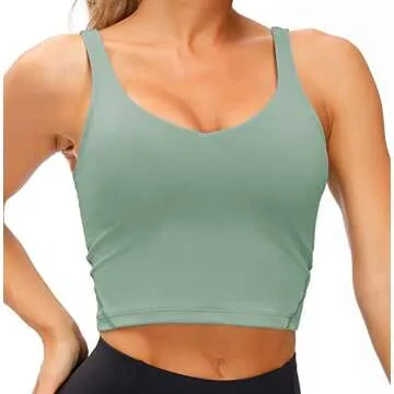 Wjustforu Women's Tank Top Padded Sports Bra Running Workout Yoga Crop Top (Medium, Jasmine Green)