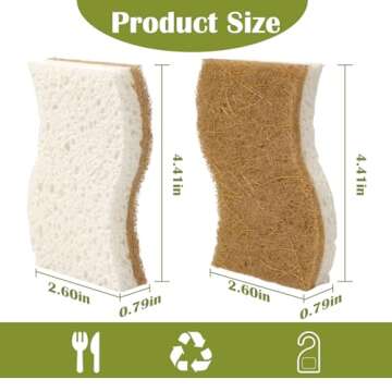 DEBETOOL Natural Kitchen Sponge - Eco-Friendly Biodegradable Coconut Scrubber