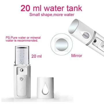 Nano Facial Steamer Mist Spray Eyelash Extensions Cleaning Pores Water SPA Moisturizing Hydrating Face Sprayer USB Rechargeable Mini Beauty Device - Summer Gives You Cool (White)
