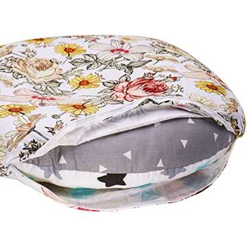 Newborn Lounger Cover for Boys Girls, Removable Cover for Infant Lounger Pillow, Soft Snug Fitted Baby Lounger Slipcover,Floral