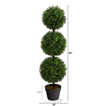 Nearly Natural 3ft Artificial Triple Boxwood Topiary Tree