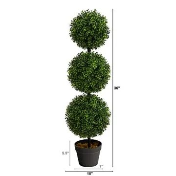 Nearly Natural 3ft Artificial Triple Boxwood Topiary Tree
