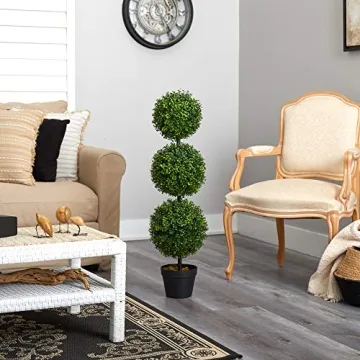 Nearly Natural 3ft Artificial Triple Boxwood Topiary Tree