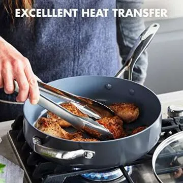 GreenPan Valencia Pro Hard Anodized Healthy Ceramic Nonstick 4.5QT Saute Pan Jumbo Cooker with Lid, PFAS-Free, Induction, Dishwasher Safe, Oven Safe, Gray