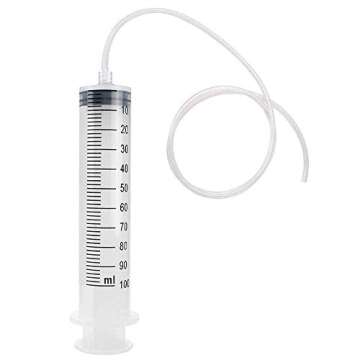 Large 100ml Plastic Syringe with Tubing, Carejoy Indutrial Syringes + 80cm(31.5in) Handy Long Hose F...
