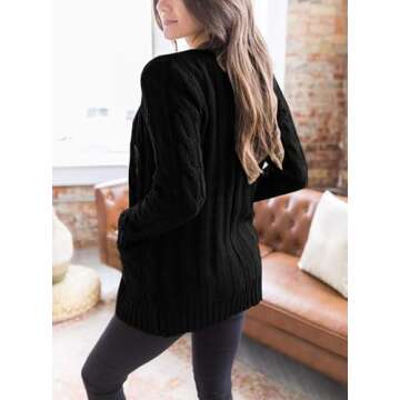 PRETTYGARDEN Women's Open Front Cardigan Sweaters Fall Fashion Button Down Cable Knit Chunky Winter ...
