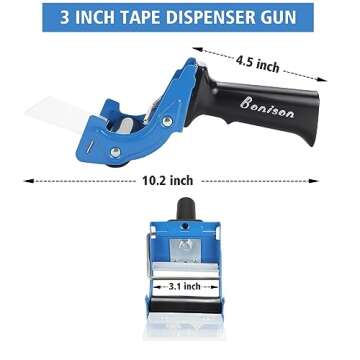 3 inch Tape Gun for Packing Boxes Heavy Duty, Packaging Tape Dispenser with Quick Load for Packaging...