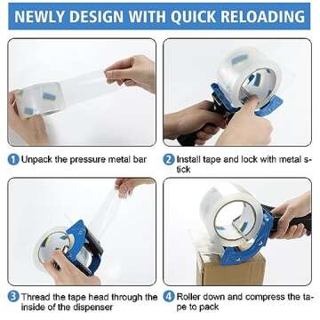 Heavy Duty 3 inch Tape Gun with Quick Load for Packaging