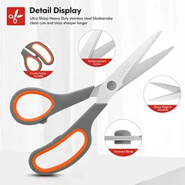 8" Scissors 6-Pack for Home Office Crafting Supplies