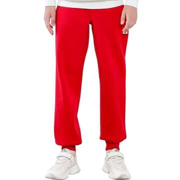 JIAHONG Kids Fleece Sweatpants Soft Brushed Joggers Pants Drawstring Casual Plain Sweatpants for Boys or Girls 3-12Y(red, xs(3-4y)